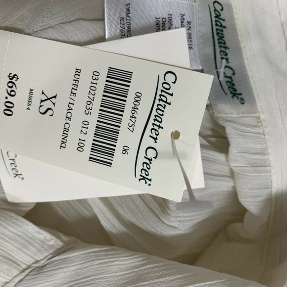 Coldwater Creek Blouse top Size X Small Ivory Crinkle lace New $69 - Picture 7 of 8